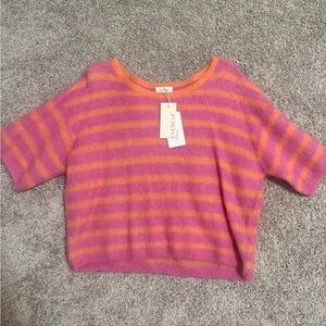 American Vintage Women’s Pink and Orange Striped Sweater